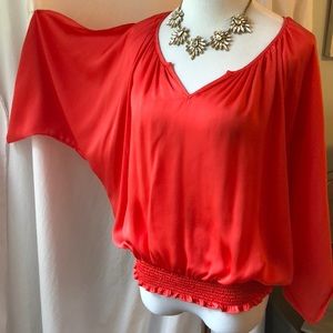 Kenar Silky Cold Shoulder Kimono Sleeve Blouse S